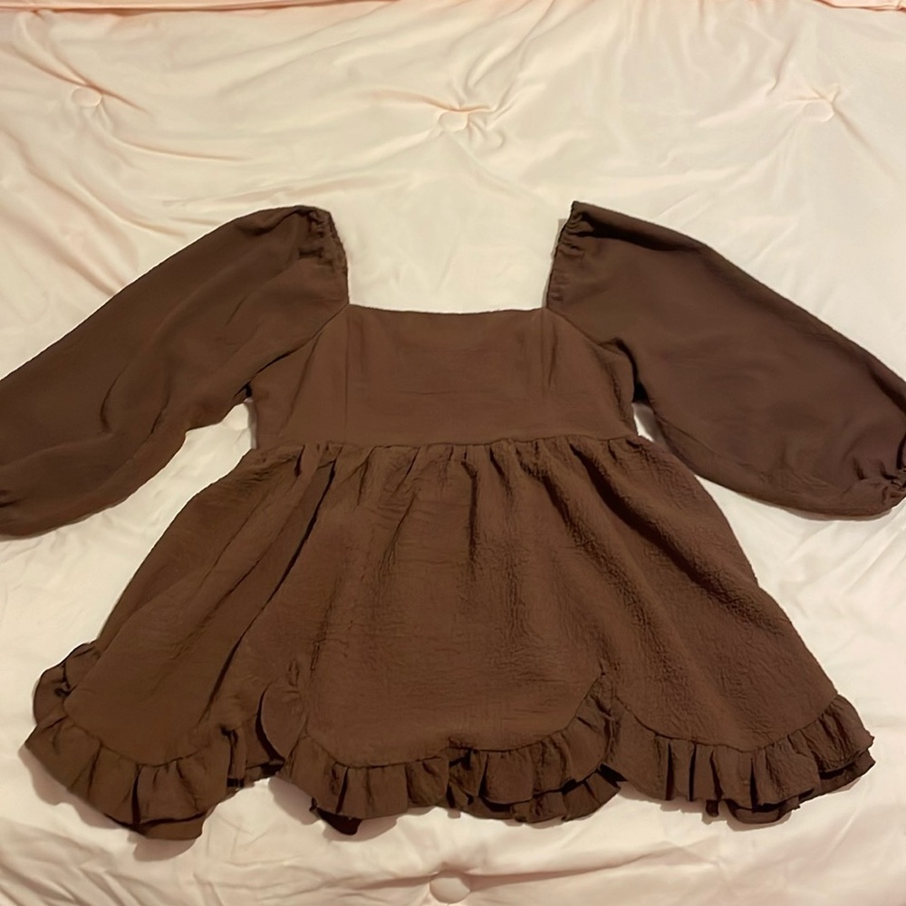 Brown 3/4 Sleeve Top